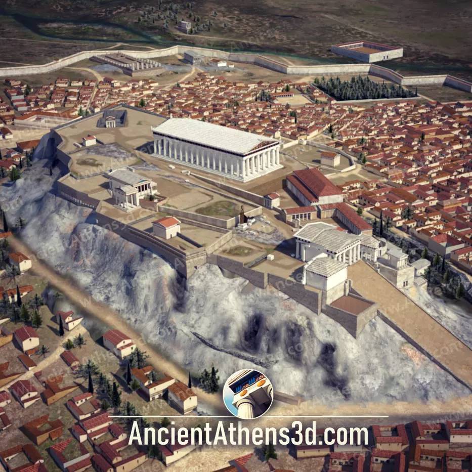 Στη νέα 3D απεικόνιση παρουσιάζεται η πόλη της Αθήνας λίγο μετά την ολοκληρωτική καταστροφή της από τον Περσικό στρατό.