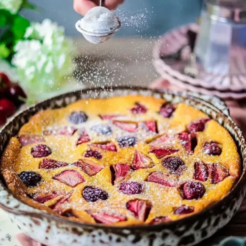 Ανοιξιάτικο clafoutis με κεράσια και φράουλες