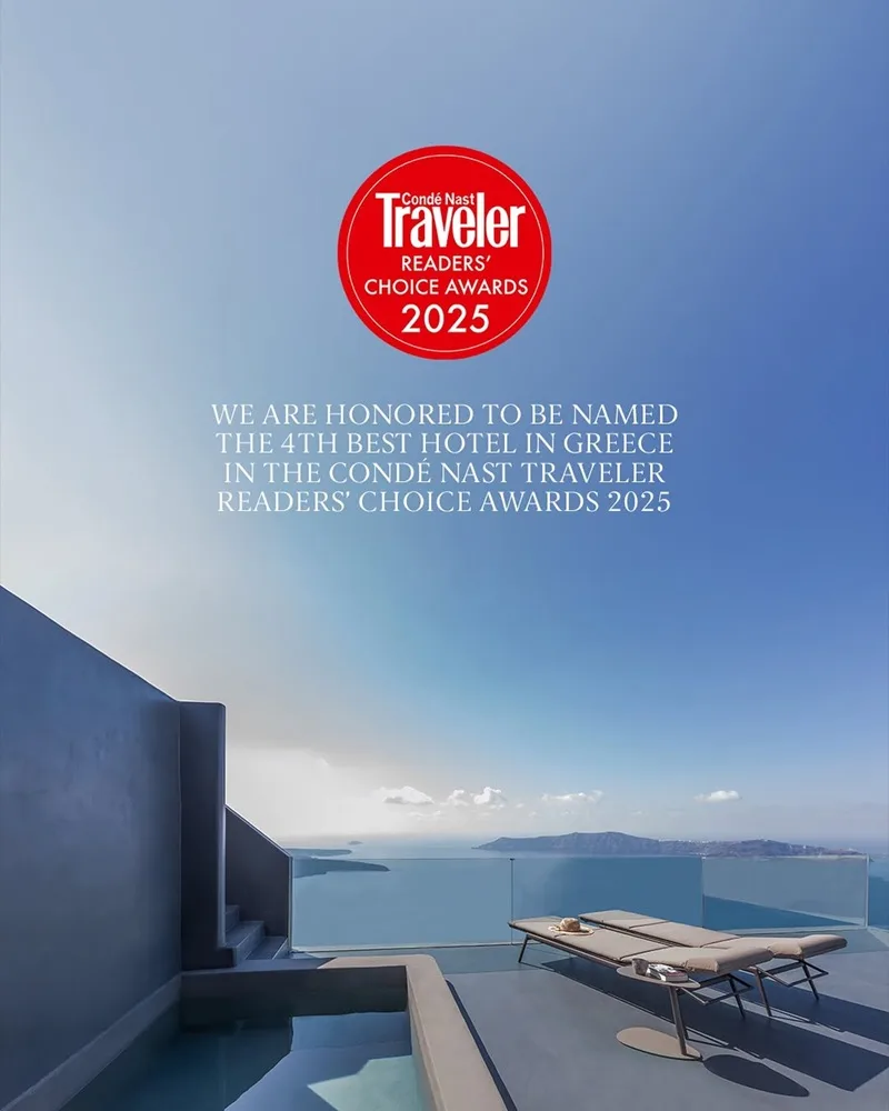 Το KIVOTOS SANTORINI στην 4η θέση στα καλύτερα ξενοδοχεία της Ελλάδας στα CONDÉ NAST READERS’ CHOICE AWARDS 2025